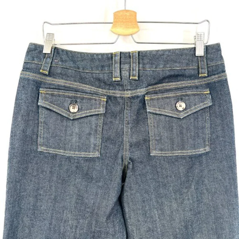 Ann Taylor modern fit Lindsay waist dark wash denim‎ blue wide leg cropped 10
